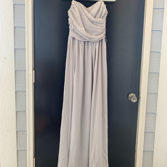 Lulu’s Moonlight Serenade Gray Strapless Maxi Dress - Picture 3 of 10